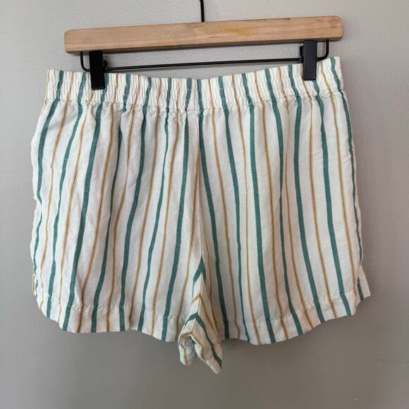 Madewell Linen Blend Track Shorts Striped W Med Casual Relaxed Pockets‎ Vacation - Picture 6 of 14